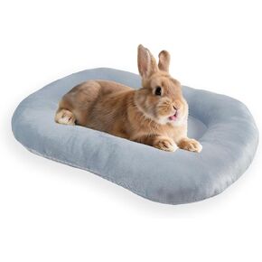 15.7’’×12.2’’ Cozy Bunny Bed for Rabbits Indoor, Soft Chew-Proof Concave Oval Beds for Small Animal, Washable Plush Mat for Bunnies, Guinea Pigs,Rabbit