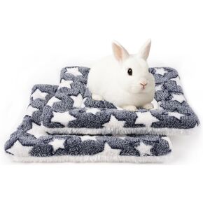 2 Pack Bunny Bed - 10 x 13 Inch Rabbit Pee Pads Bedding - Washable and Thickness Upgrade(Gray,M)