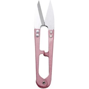 Multicolor Trimming Sewing Scissors U Shape Clippers Yarn Stainless Steel Tool(Pink)