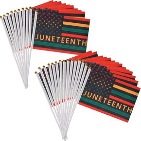 25PCS Decorations Juneteenth Flag- 5'x8 '' Flags Juneteenth ، Decoration Juneteenth Mini Junete11 Handheld Juneteenth Day Flags for Juneteenth Party Office Sadys Event Event Event Festive