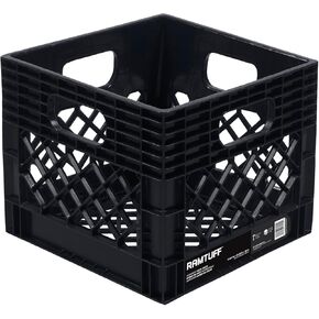 Ramtuff Milk Crate 4-Pack, Built Tough, 250lbs Load Capacity (BV Certified), Extreme Weather Tested -22°F to 122°F, Authentic Milk Crate dimensions 13" L x 13" W x 11" H