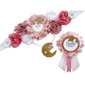 Pink Twinkle Little Star Baby Shower Mom to be Maternity Sash, Pink Twinkle Little Star Baby Mom to Be Sash for Shower, Little Star Theme, Pink Twinkle Little Star Baby Sash (Mom Sash and Dad Pin)