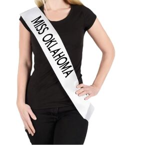 Miss Oklahoma Sash for Women - Custom Satin Personalized Pageant Sashes (Pink, Miss Oklahoma)