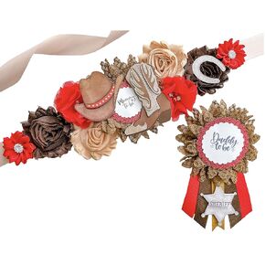 Red Cowboy Baby Shower Mom to be Maternity Sash, Cowboy Baby Mom to Be Sash for Shower, Cowboy Theme, Cowboy Baby Sash (Mom Sash and Dad Pin)