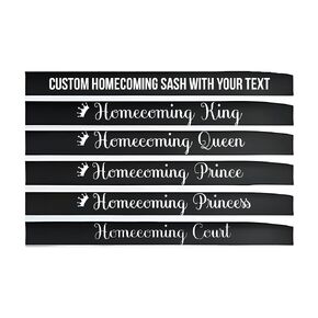 Homecoming Sashes - Perfect for Homecoming Court, King, Queen, Prince, Princess Royalty Sashes - 2023 Collection (Black)