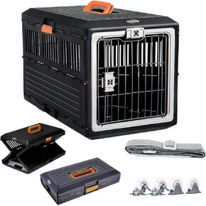 Pet Foldable Travel Cat Carrier, 27 Inch with 4 Wheels, Easy Foldable & Portable Collapsible Dog Carrier, IATA Compliant Dog Crate for Pets 15-30lbs