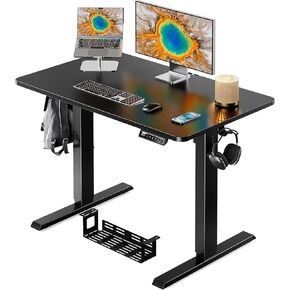 ErGear Whole Piece Standing Desk, 40x24 inch Adjustable Stand Up Desk with Cable Management Tray, Electric Computer Workstation for Home Office, Black, EGESD63B