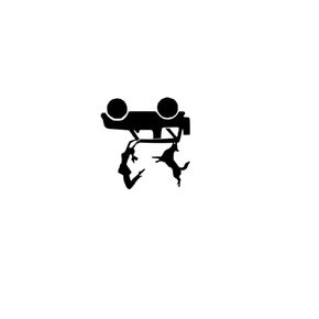 Dog and girl falling from offroad vehicle decal for windshield (4 Door)