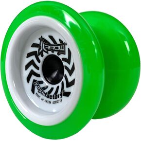 YoyoFactory Arrow Elite Beginner Yoyo Toy - Comes with Extra String & Pre Tied Finger Loop - Includes Bearings for Beginners to High Performance - Boys or Girls Ages 8+ Rayon Green