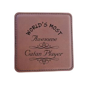 Coaster - Worlds الأكثر روعة لاعب Catan - مجموعة من 2 - جلود أو كورك مخيط (Rawhide)