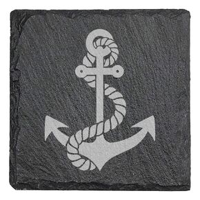 Ahoy there! Personalized Nautical Coasters for Your Home - Round Slate - set of 4