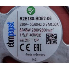 R2E180-BD52-06 230V 0.24/0.30A 52/65W 2300RPM coolig Fan