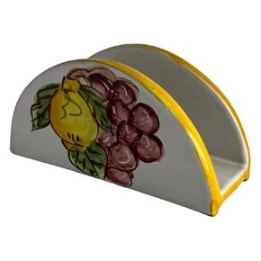 Italian Ceramic Napkin Holder - Lemon Design - Decorative Kitchen & Dining Table Accessory - Rustic Mediterranean Style - Unique Gift From Italy