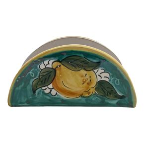 Italian Ceramic Cocktail Napkin Holder - Lemon Design - Decorative Kitchen & Dining Table Accessory - Rustic Mediterranean Style - Unique Gift From Italy
