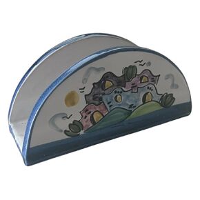 Italian Ceramic Napkin Holder - Little House Design - Decorative Kitchen & Dining Table Accessory - Rustic Mediterranean Style - Unique Gift From Italy