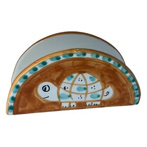 Italian Ceramic Napkin Holder - Turtle Design - Decorative Kitchen & Dining Table Accessory - Rustic Mediterranean Style - Unique Gift From Italy - Campagna Style Decor