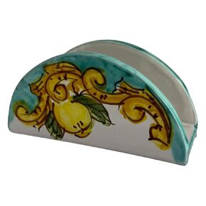 Italian Ceramic Napkin Holder - Lemon Design - Decorative Kitchen & Dining Table Accessory - Rustic Mediterranean Style - Unique Gift From Italy