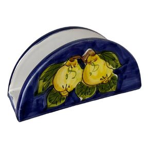 Italian Ceramic Cocktail Napkin Holder - Lemon Design - Decorative Kitchen & Dining Table Accessory - Rustic Mediterranean Style - Unique Gift From Italy
