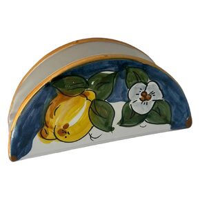 Italian Ceramic Napkin Holder - Lemon Design - Decorative Kitchen & Dining Table Accessory - Rustic Mediterranean Style - Unique Gift From Italy
