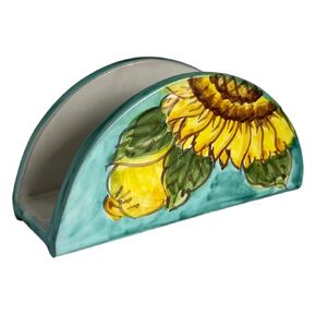 Italian Ceramic Napkin Holder - Lemon Design - Decorative Kitchen & Dining Table Accessory - Rustic Mediterranean Style - Unique Gift From Italy - Sunflower Pottery