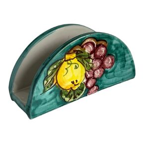 Italian Ceramic Napkin Holder - Lemon Design - Decorative Kitchen & Dining Table Accessory - Rustic Mediterranean Style - Unique Gift From Italy
