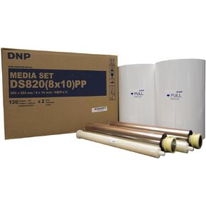 DNP Pure Premium Media for DS820A Printer, 8x10" 130 Prints Per Roll, 2 Rolls Per Case (260 Total Prints)