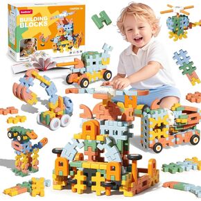 Interlocking Building Blocks for Toddlers 3-5, STEM Building Toys for Kids 3 3+ 4 4+ Year Old, Manipulatives Preschool Kindergarten Toys for Kids Age 3+, Birthday Gifts for Boys Girls