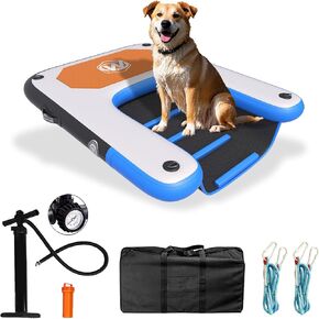 Inflatable Dog Water Ramp for Dogs Up to 220 lbs, Inflatable Dock Floating Platform with Non-Slip EVA Foam，Inflatable Dog Ramp for Boat,Pool, Dock, Lake in Kuwait
