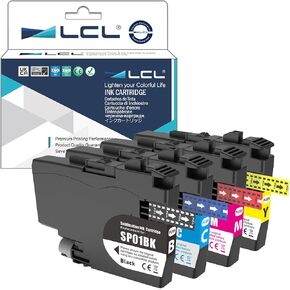 LCL SP-1 SP01 Sublimation Ink Cartridges (4-Pack KCMY) SP01BKS SP01CS SP01MS SP01YS High Capacity Ink Compatible with Brother Thermo Sublimation SP-1 Printers