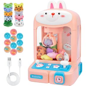 Claw Machine for Kids Toys for Girls with Plush Toys Adjustable Sounds and Music Handheld Games Party Birthday Easter Gifts for Girls(Pink)