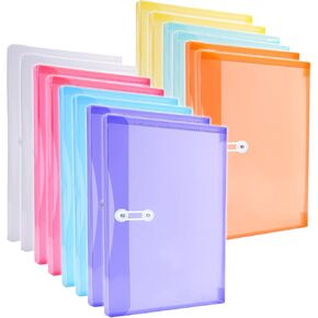 Legal Size Plastic Envelopes with String Tie Closure, 1-1/4" Expansion Clear Poly Envelope Side Loading File Folder Document Organizer for Legal Size Paper, Filing Folders, Office School Home (7)