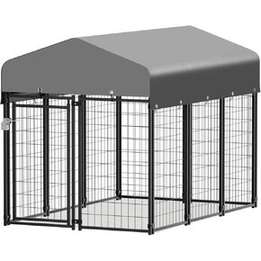 Magshion Outdoor Medium Dog Kennel with Waterproof Cover, Outdoor Wire Dog Kennel Playpen Crate with Lockable Door for Small/Medium Dog, Puppy Playpen Rabbit Run House Enclosure 4 x 6-1/4 x 4-2/3 ft