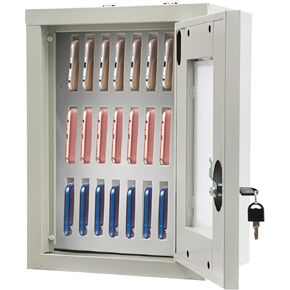 20 Slots Cell Phone Storage Box, Wood & Acrylic Cell Phone Lockers Storage Cell Phone Locker Box with Lock Pocket Chart for Phones Locking Cell Phone Cabinet for Classroom Offices School Employees