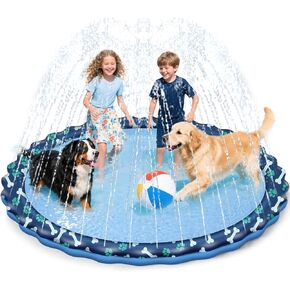 67" Non-Slip Splash Pad for Toddlers & Dogs, Extra Thick Non-Toxic PVC Material - Dog Splash Pad, Outdoor Kids Sprinkler Play Mat for Yard, Lawn, Backyard - Kids Pool Summer Water Toys
