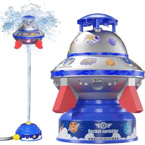 UFO Water Rocket Sprinkler for Kids Yard, LED Light-Up Summer Water Rocket Launcher for Kids Outdoor Play Water Toys & Birthday Gift for Girls Boys Age 3-12 Year Old