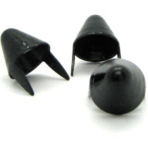 Matte Black Tall UK English77 Style Metal Cone Studs for Clothing - Two-Prong Studs - Taller and Spiky Cone Stud Look - for Arts and Crafts with Jackets and Apparel - Pack of 100
