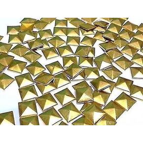 CraftbuddyUS 100 Metal 7mm Gold HOT FIX Pyramid Studs Embellishments, Punk, Goth, DIY Fashion