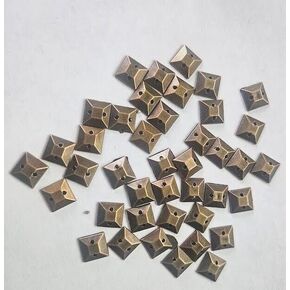 CraftbuddyUS 95pcs 9mm Brass Faceted Square Sew On Pyramid Studs