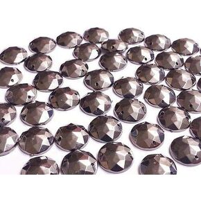 CraftbuddyUS 50pcs 10mm Acrylic Gunmetal Round Sew On Studs