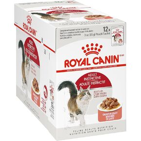 قطع غريزية للقطات البالغة الملكية في Canin في حقيبة طعام القطة الرطبة المرق ، 3 أوقية (12 مترًا)