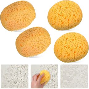 4 Pcs Knockdown Texture Sponges, Drywall Patch Ceiling Sponge Round Orange Peel Texture Sponge Wall Patch Repair Kit for DIY Painting Ceiling Home Decor Pottery(11.5 x 9 x 6 cm)