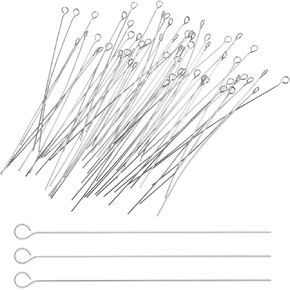 200pcs Pins for Jewelry Making,Stainless Steel Headpins for Jewelry Making, 2.76In Eye Pin, for DIY Craft, Bead, Earring, Pendant, Necklace, Bracelet Makings, Silver