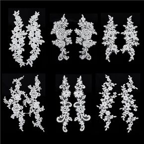12Pcs 6 Styles White Flower Lace Appliques for Wedding Dress Flower Embroidery Lace Patches for Clothing Decoration White Delicate Bridal Dress Sew on Lace DIY Lace Accessorie