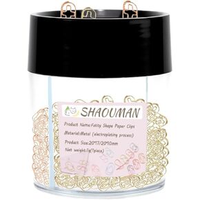 Fatty Shape Paper Clips Anti-Rust Non-Slip Design, Multi-Color Set with Magnetic Paper Clips Holder for Office School (Rose Gold, Small/Medium)