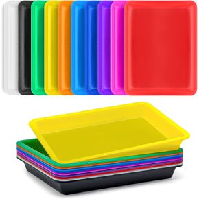 10 Pack Colorful Plastic Art Trays,10 Colors Activity Crafts Tray,Multicolor Art Serving Tray,Activity Plastic Art Trays for DIY Projects,Beads,Painting,Jewelry