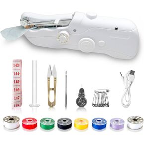 Hand-held sewing machine, mini portable fast electric sewing machine, easy for beginners and adults to use, hand-held sewing device for fast sewing is suitable for DIY home travel.