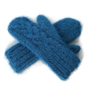 Teal Mittens Hand Knit Wool and Mohair with Celtic Twist Cable