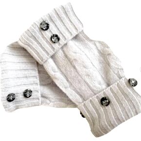 Fingerless Gloves Gray Grey 100% Cashmere One Size Fits Most Cable Arm Warmers Women's Texting Cuffs Handmade