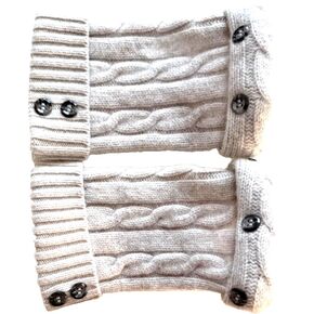 Fingerless Gloves Grey Gray 100% Cashmere One Size Fits Most Cable Women's Arm Warmers Texting Cuffs Handmade