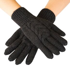 Peruvian Alpaca Cable Knit Glove | Genuine 100% Alpaca Wool Gloves for womens | Alpaca Black Mittens Unisex | Gifts for her, him